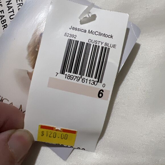 NWT Jessica McClintock Dress Y2K VTG Womens 6 Blue Strapless Fit & Flare Midi - Picture 3 of 15